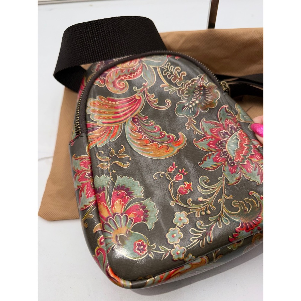 Patricia Nash Marisol Sling Bag Vintage Italian Floral Paisley Leather Crossbody - Picture 7 of 12